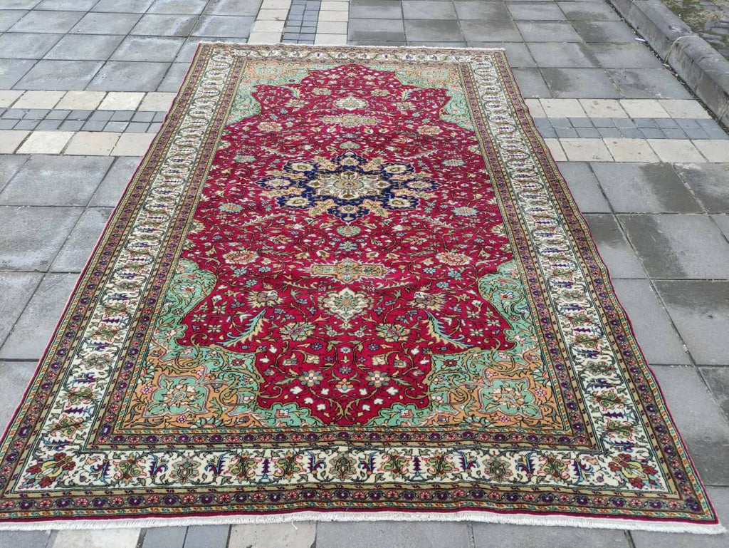 XL Vintage Persian Accent Area Rug 6.5 x 9.8 ft