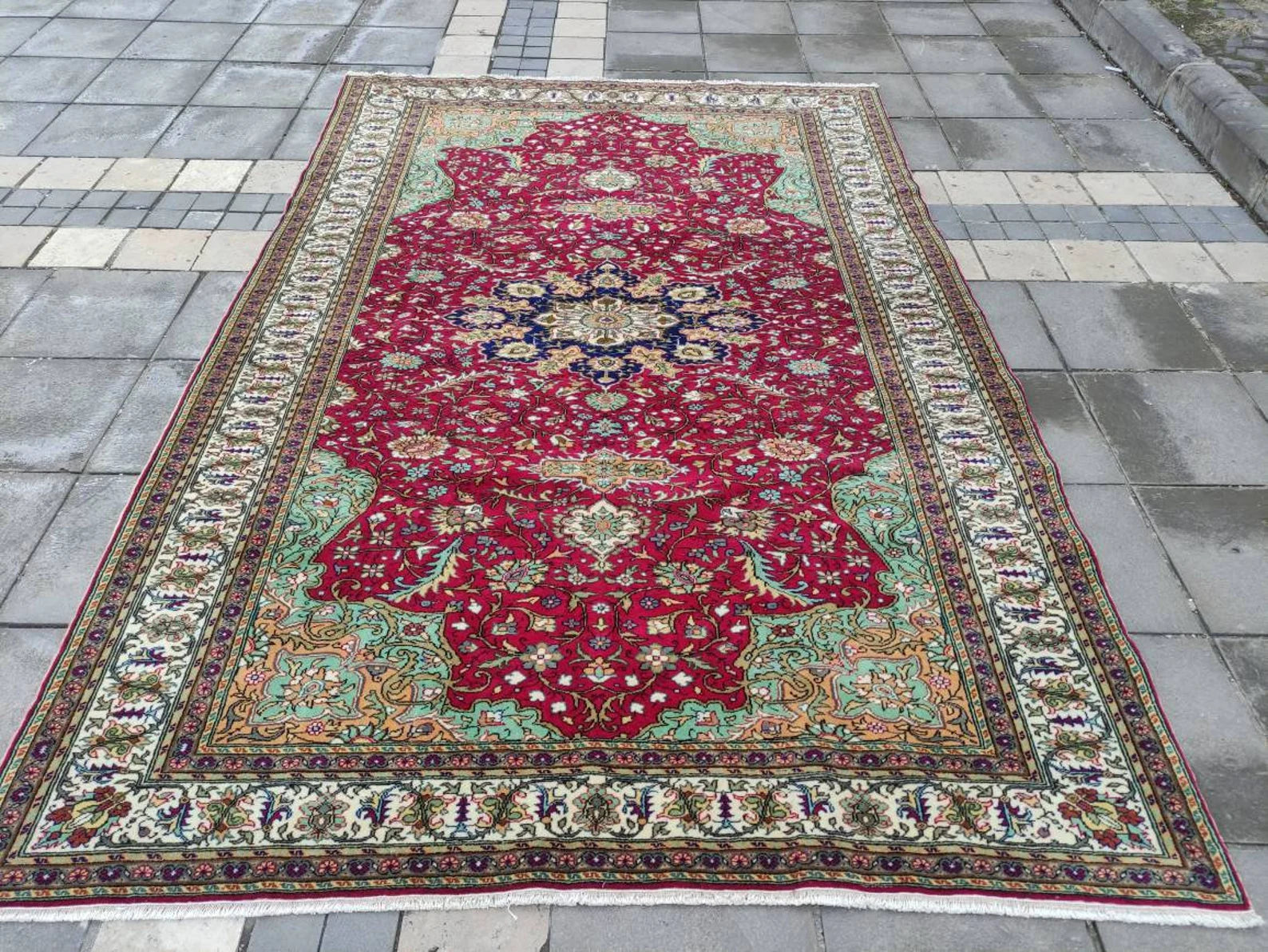 XL Vintage Persian Accent Area Rug 6.5 x 9.8 ft