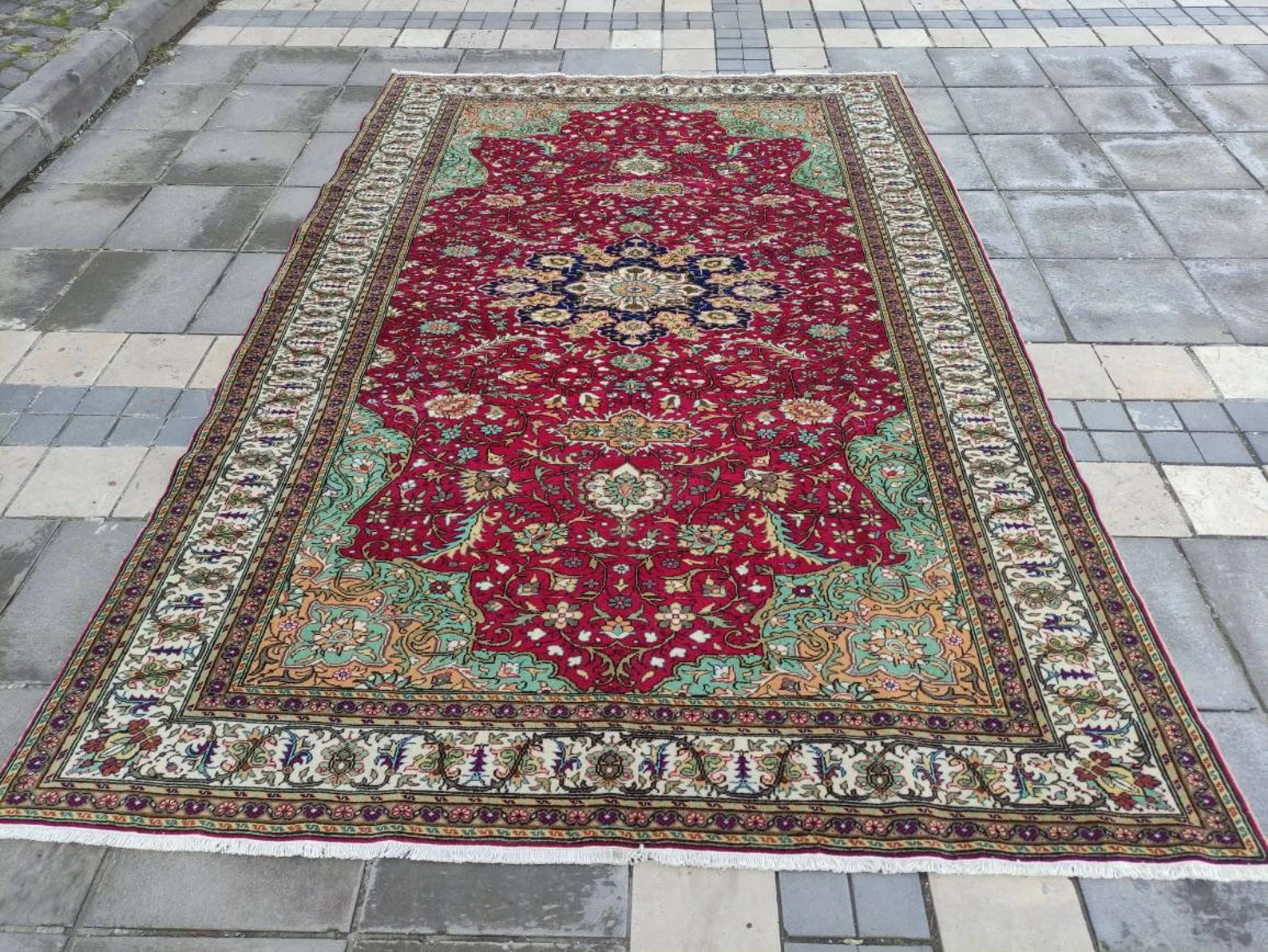 XL Vintage Persian Accent Area Rug 6.5 x 9.8 ft