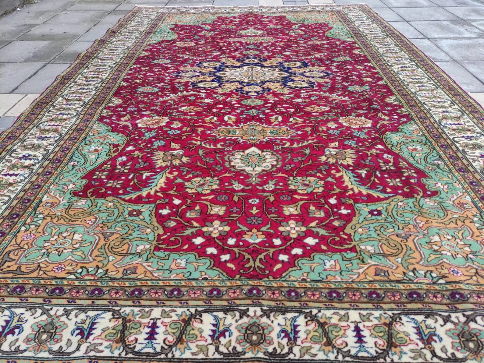 XL Vintage Persian Accent Area Rug 6.5 x 9.8 ft