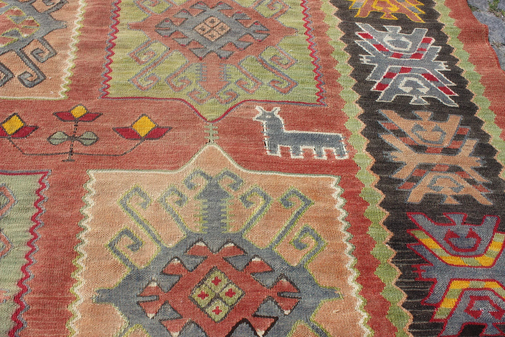 XL Vintage Turkish Accent Area Rug 6.6 x 10.6 ft
