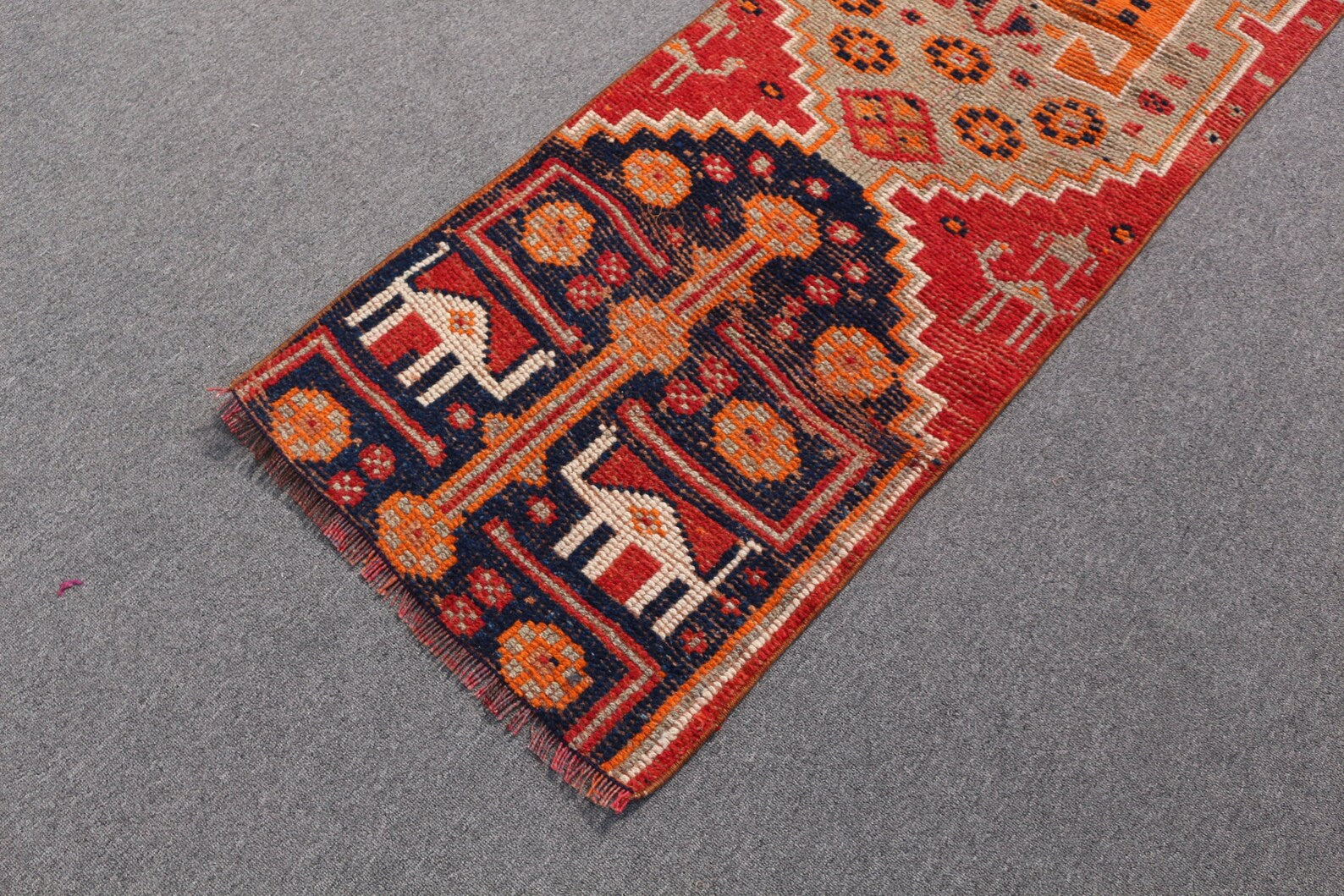 Vintage Turkish Runner Rug 2 x 7.3 ft