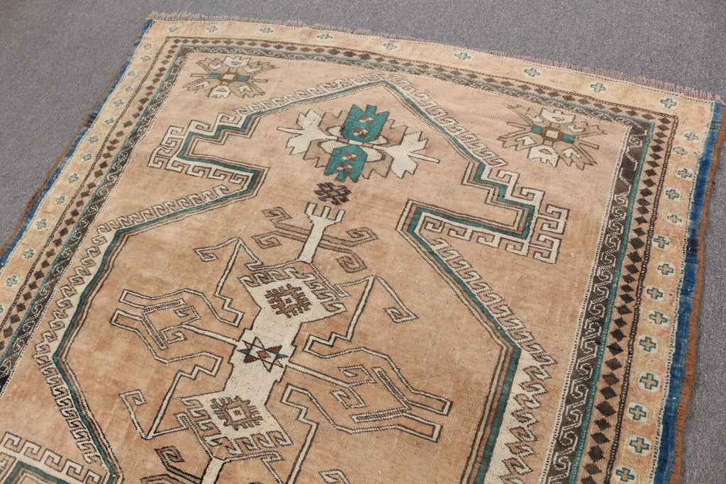 Vintage Turkish Accent Area rug 5.7 x 6.3 ft
