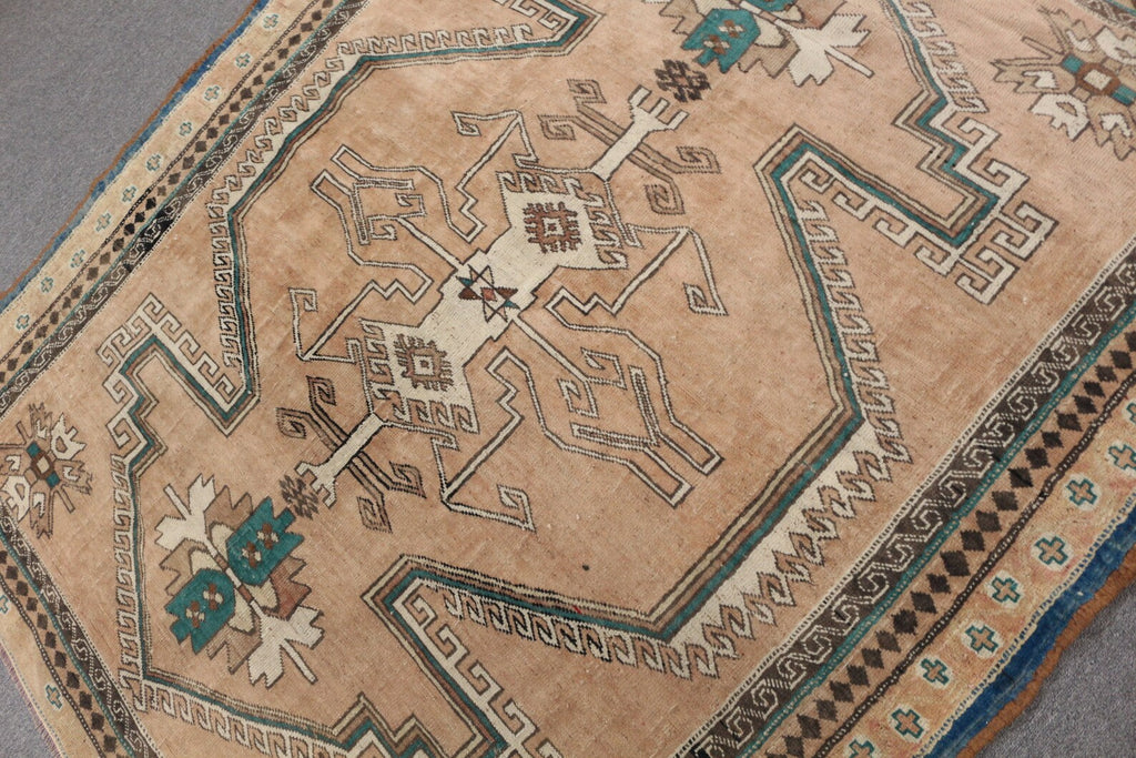 Vintage Turkish Accent Area rug 5.7 x 6.3 ft