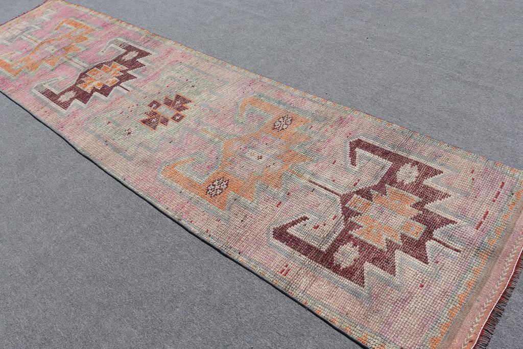 Vintage Turkish Runner Rug 3.1 x 11.9 ft