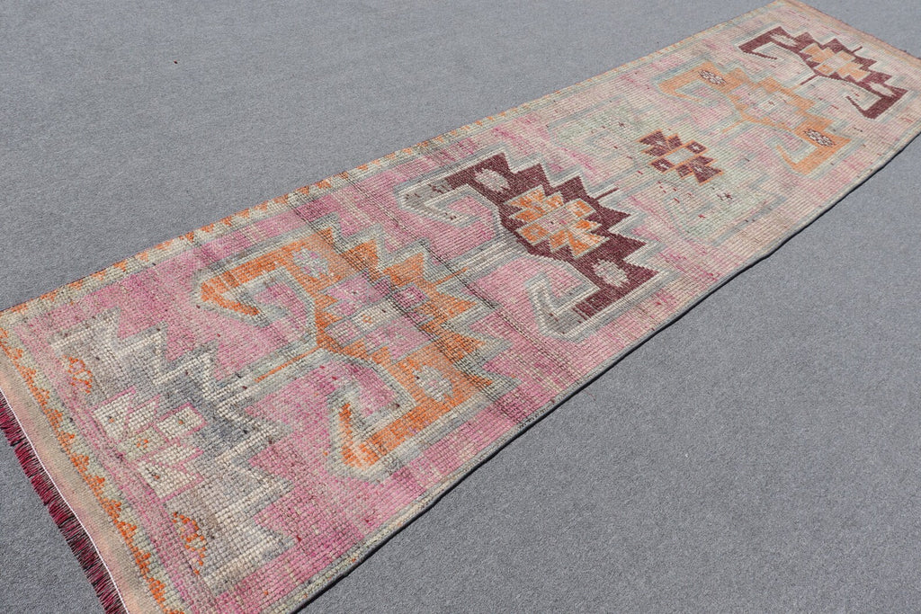 Vintage Turkish Runner Rug 3.1 x 11.9 ft