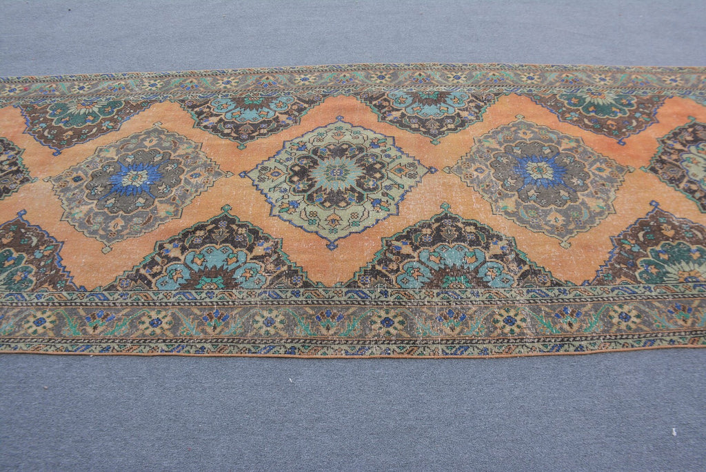 Vintage Turkish Accent Area rug 4.6 x 13.4 ft