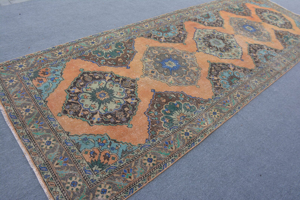 Vintage Turkish Accent Area rug 4.6 x 13.4 ft