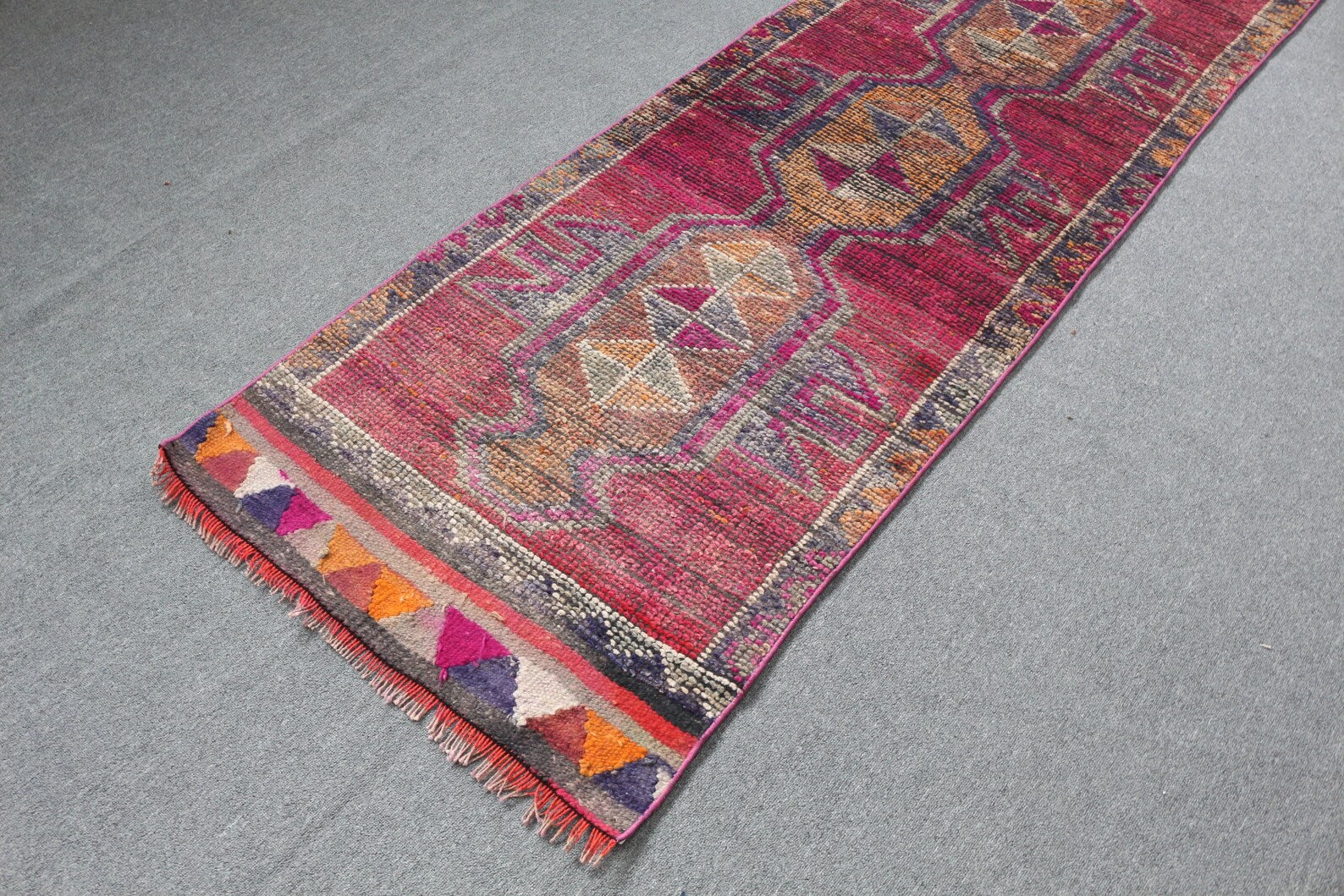 Vintage Turkish Runner Rug 2.7 x 9.4 ft