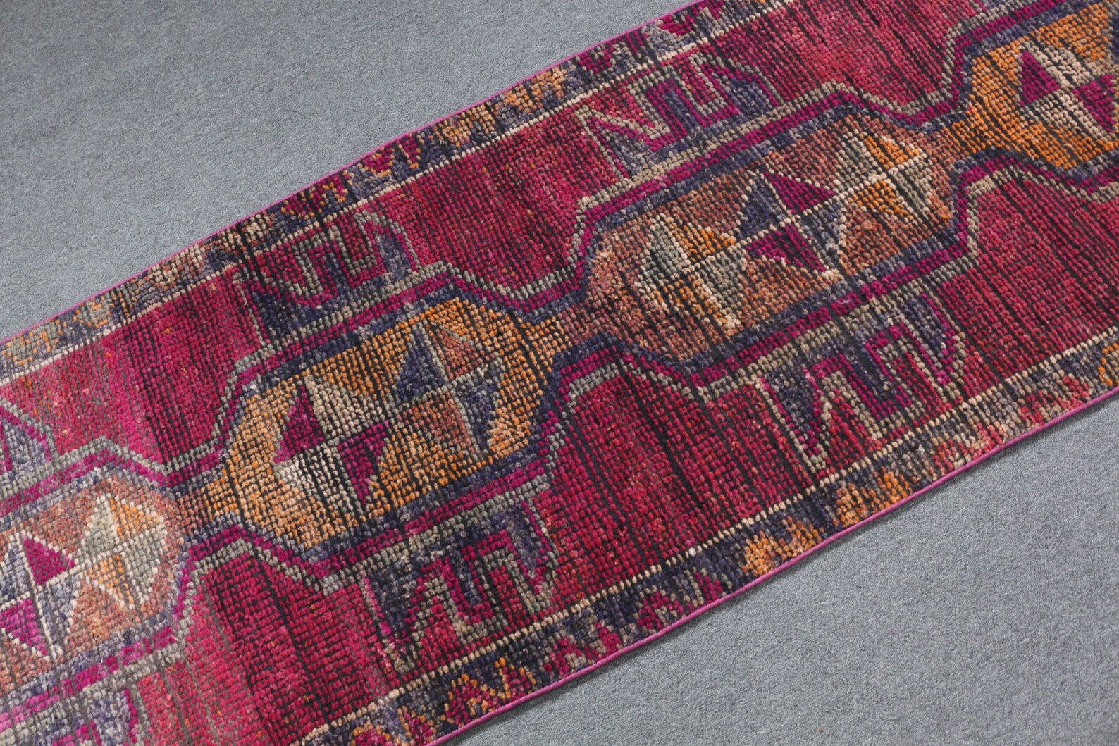 Vintage Turkish Runner Rug 2.7 x 9.4 ft