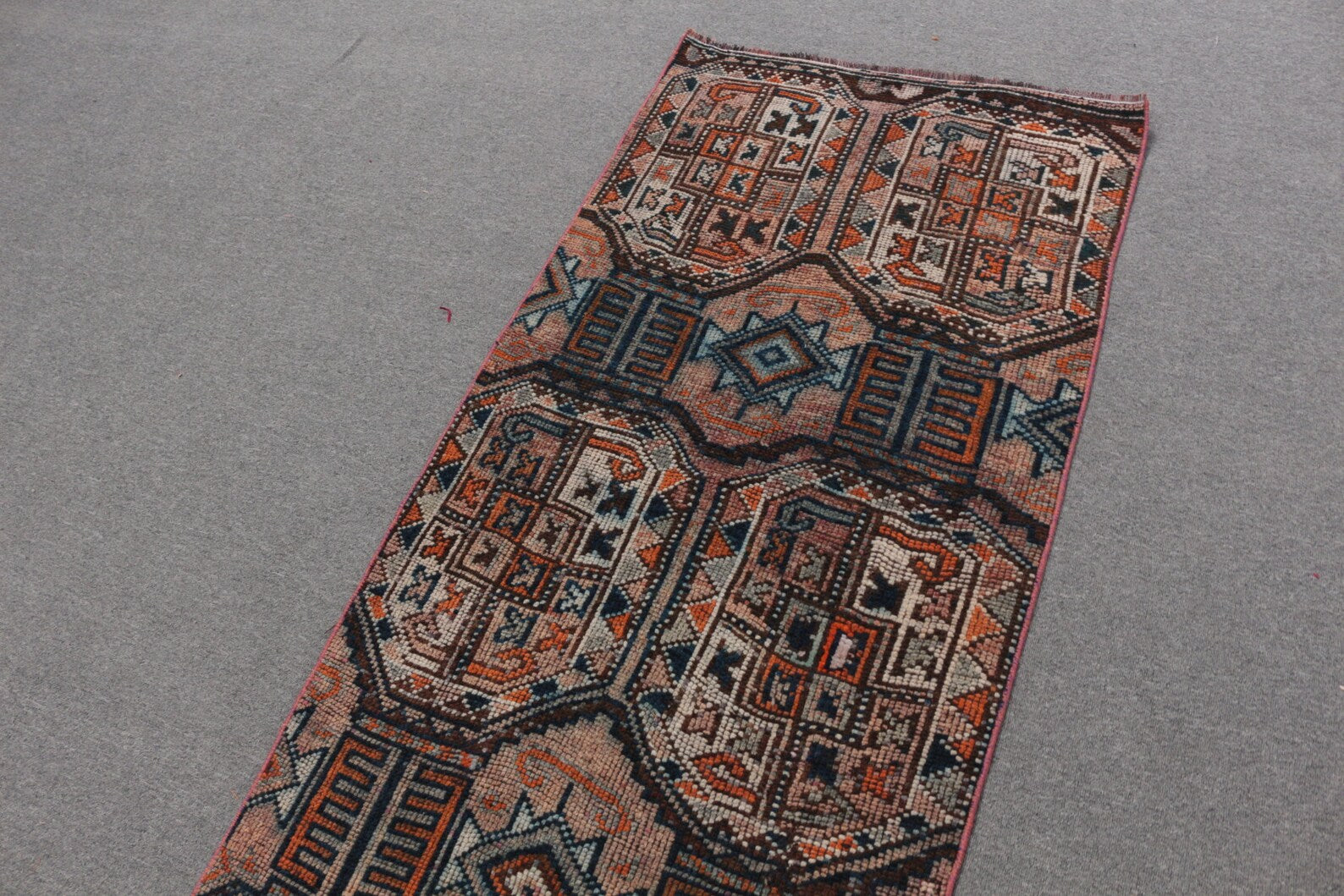 Vintage Turkish Runner Rug 2.6 x 9.6 ft