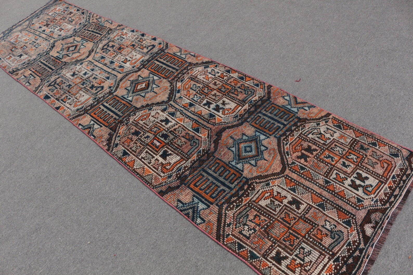 Vintage Turkish Runner Rug 2.6 x 9.6 ft