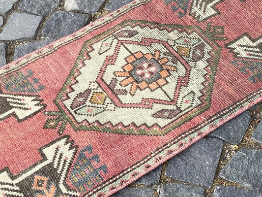 Vintage Turkish Mini Rug 1.4 x 3.1 ft