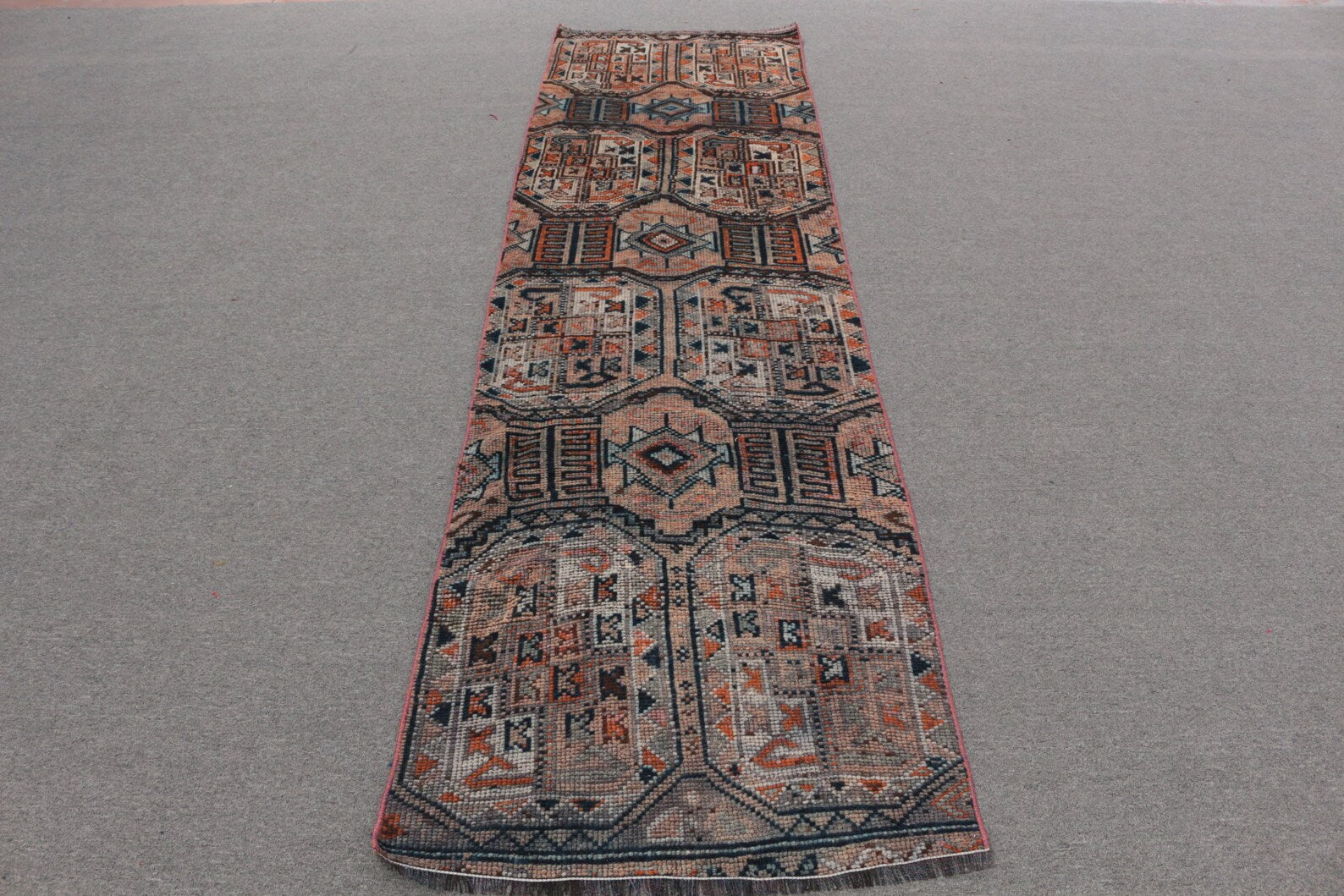 Vintage Turkish Runner Rug 2.6 x 9.6 ft