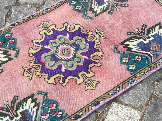 Vintage Turkish Mini Rug 1.5 x 2.8 ft