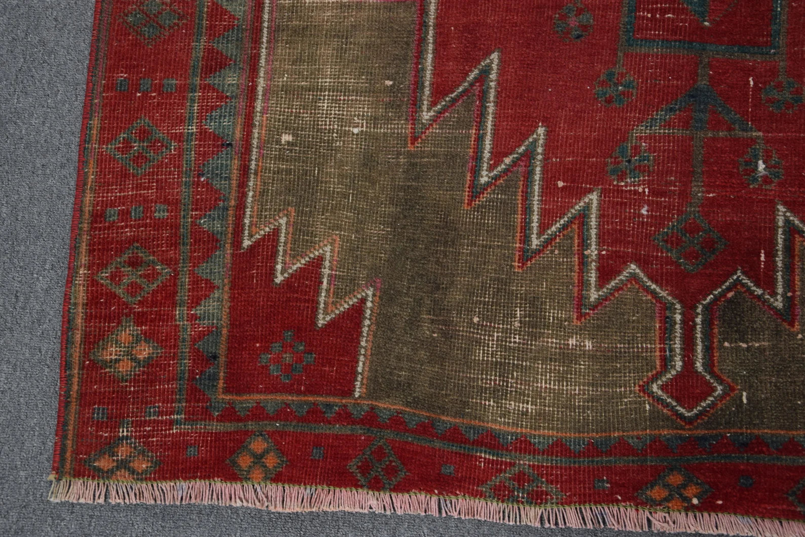 Vintage Turkish Runner Rug 3.7 x 9.3 ft