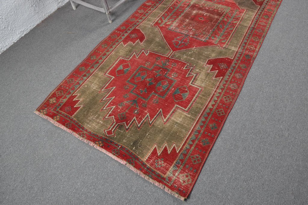 Vintage Turkish Runner Rug 3.7 x 9.3 ft