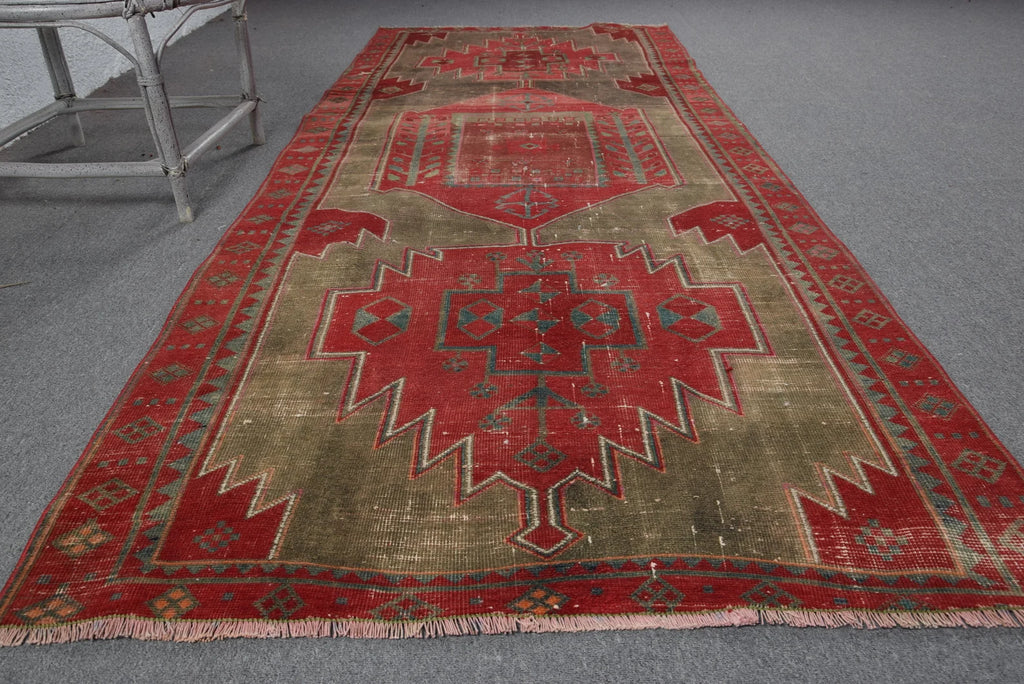 Vintage Turkish Runner Rug 3.7 x 9.3 ft