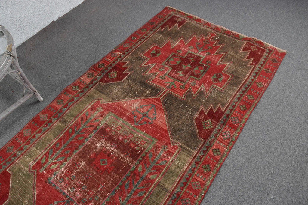 Vintage Turkish Runner Rug 3.7 x 9.3 ft