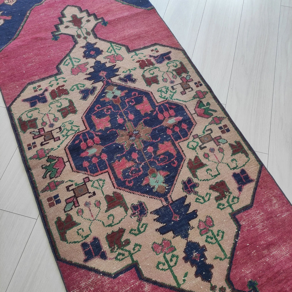 Vintage Turkish Runner Rug 2.8 x 8.7 ft
