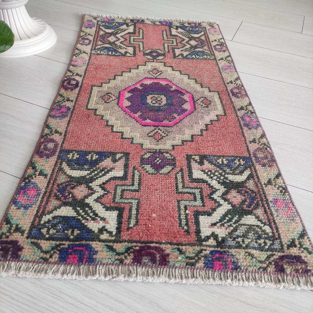 Vintage Turkish Mini Rug 1.5 x 3 ft