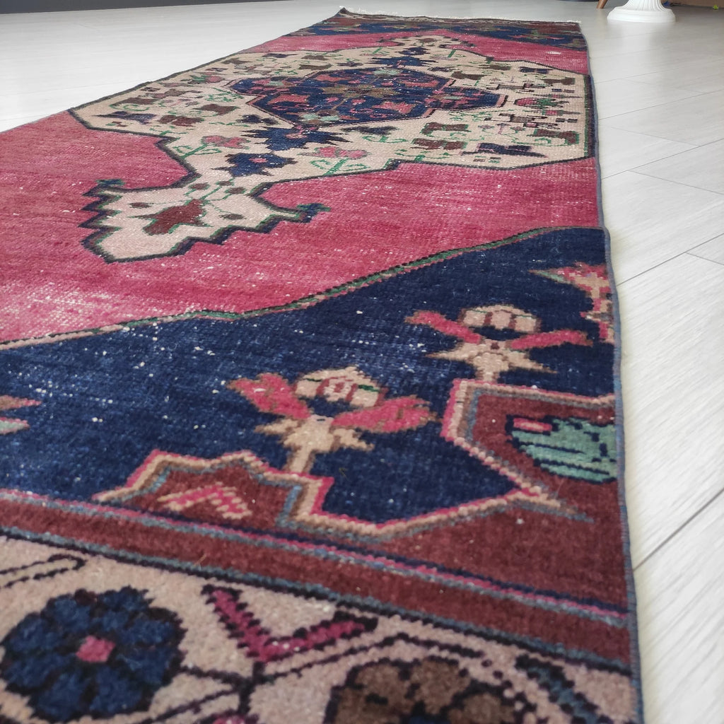 Vintage Turkish Runner Rug 2.8 x 8.7 ft