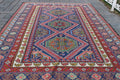 XL Vintage Soumak Accent Area Rug 6.7 x 10.1 ft