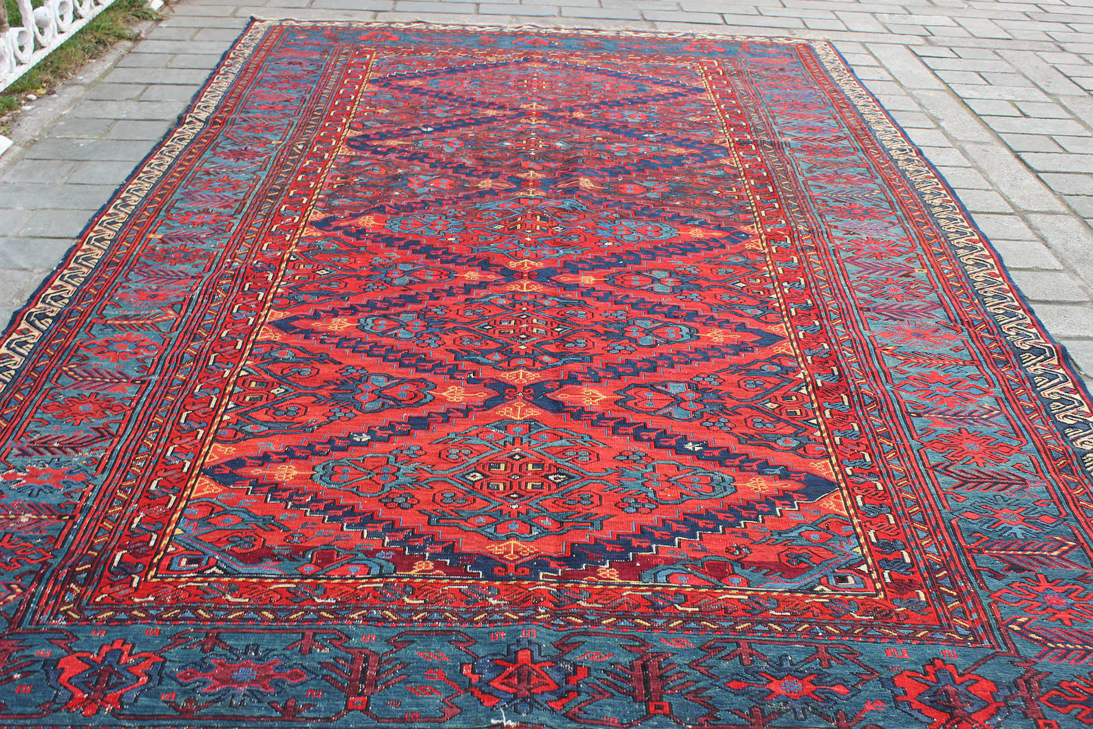 XL Vintage Soumak Accent Area Rug 6.8 x 11.1 ft