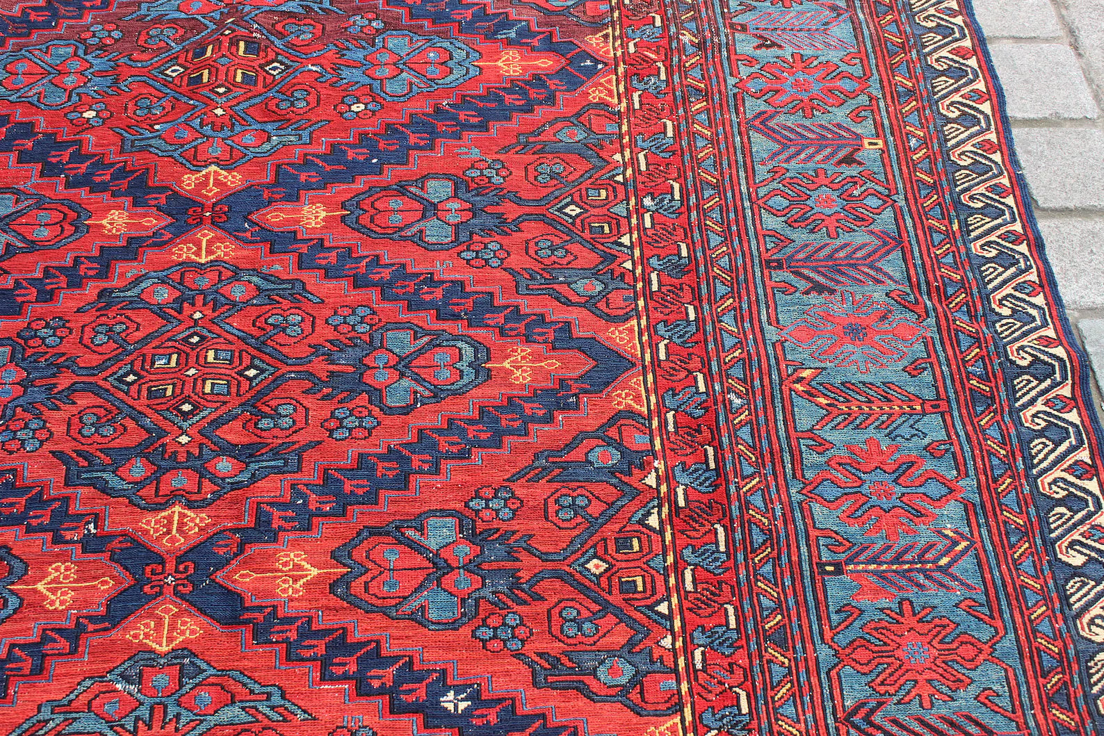 XL Vintage Soumak Accent Area Rug 6.8 x 11.1 ft