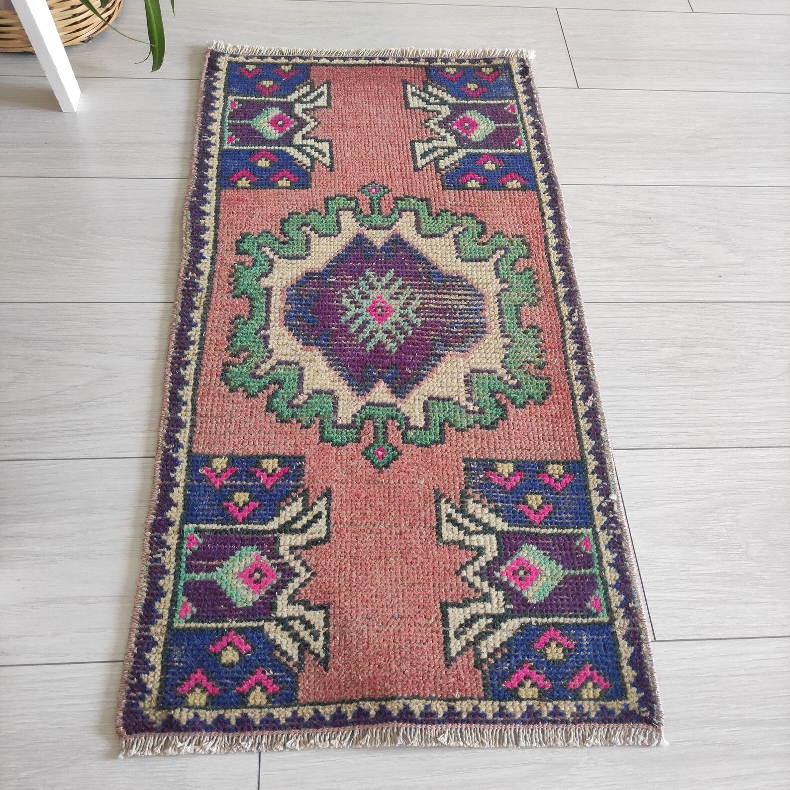 Vintage Turkish Mini Rug 1.5 x 2.9 ft