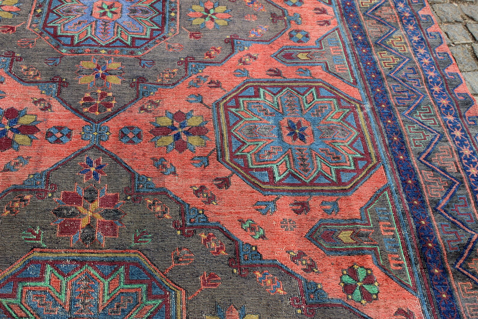 XL Vintage Soumak Accent Area Rug 7.2 x 13.1 ft