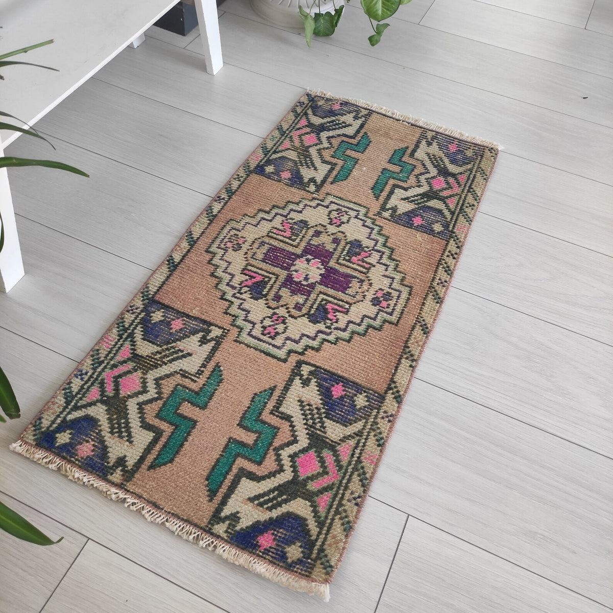 Vintage Turkish Mini Rug 1.4 x 2.9 ft