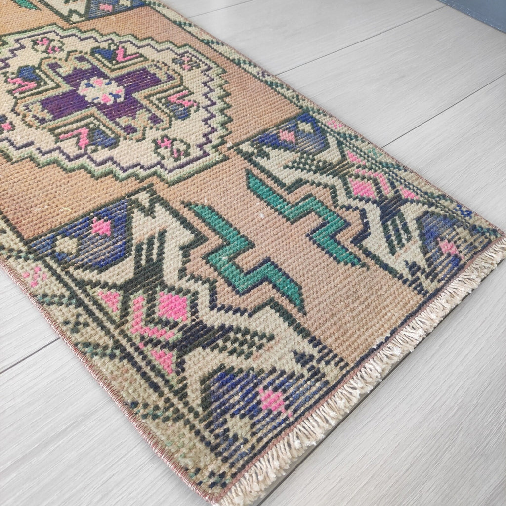 Vintage Turkish Mini Rug 1.4 x 2.9 ft