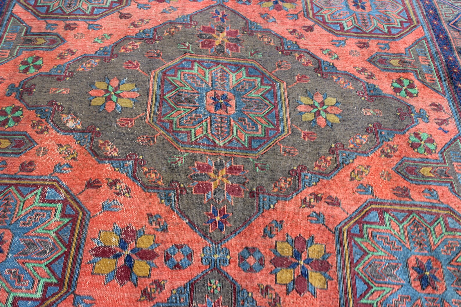 XL Vintage Soumak Accent Area Rug 7.2 x 13.1 ft