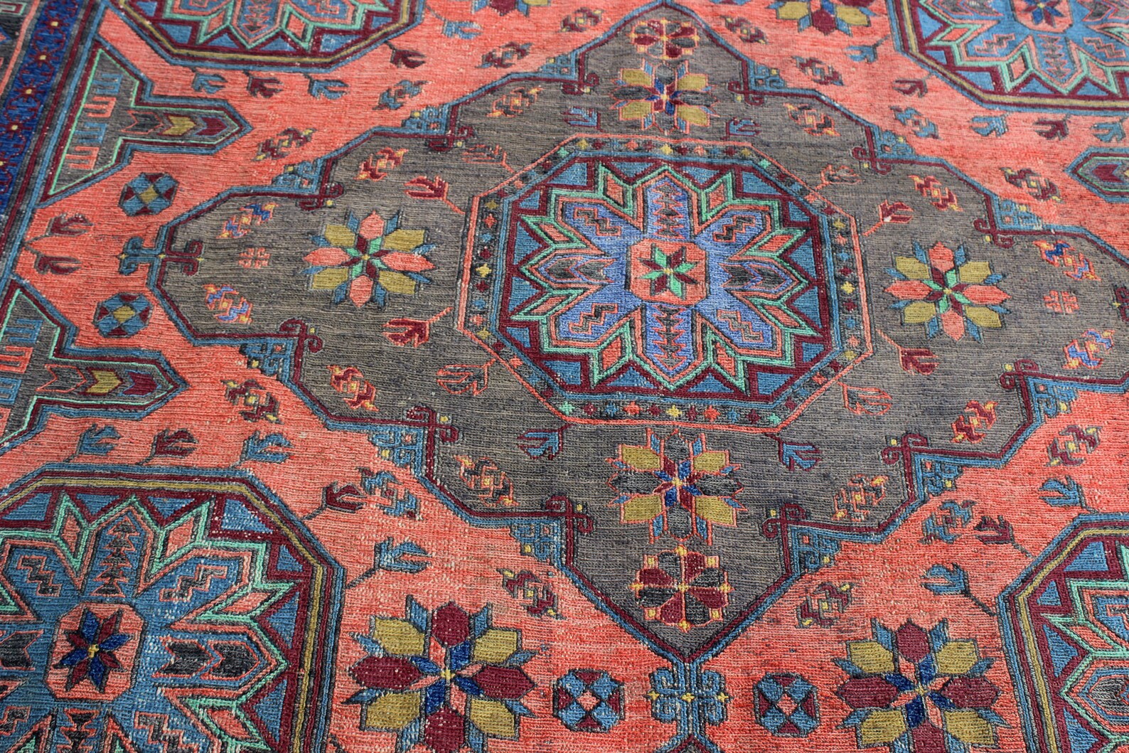 XL Vintage Soumak Accent Area Rug 7.2 x 13.1 ft