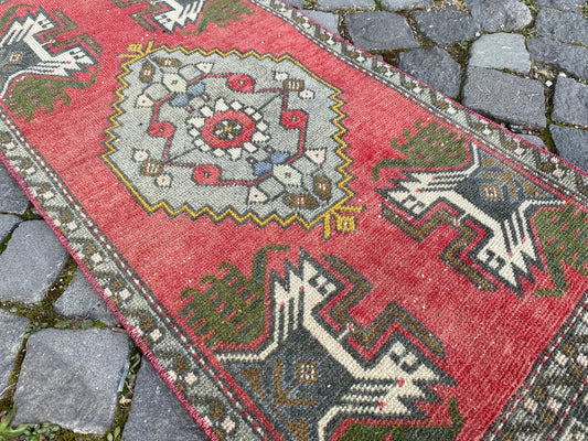Vintage Turkish Mini Rug 1.6 x 3.5 ft