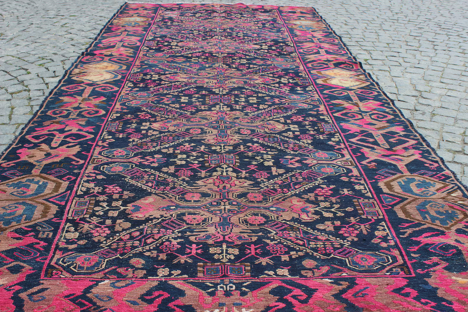 XL Vintage Soumak Accent Area Rug 5.6 x 12.8 ft