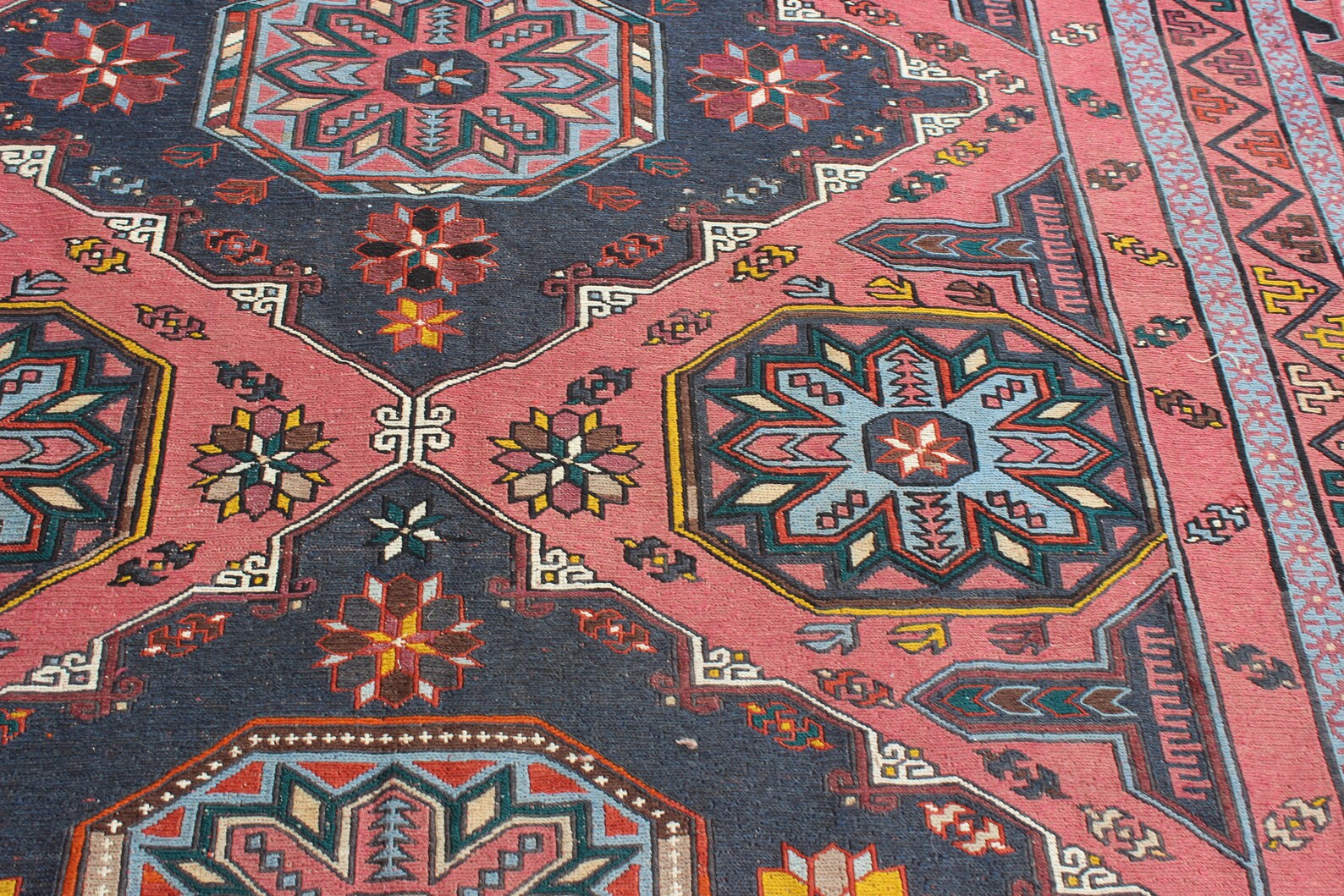 XL Vintage Soumak Accent Area Rug 6.8 x 11.3 ft