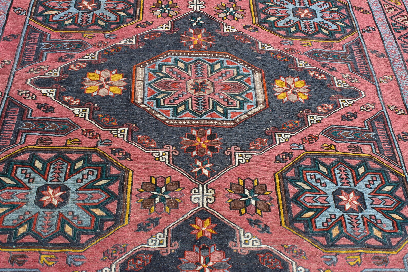 XL Vintage Soumak Accent Area Rug 6.8 x 11.3 ft