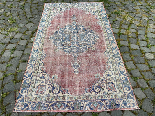 Vintage Turkish Accent Area rug 3.5 x 6.2 ft