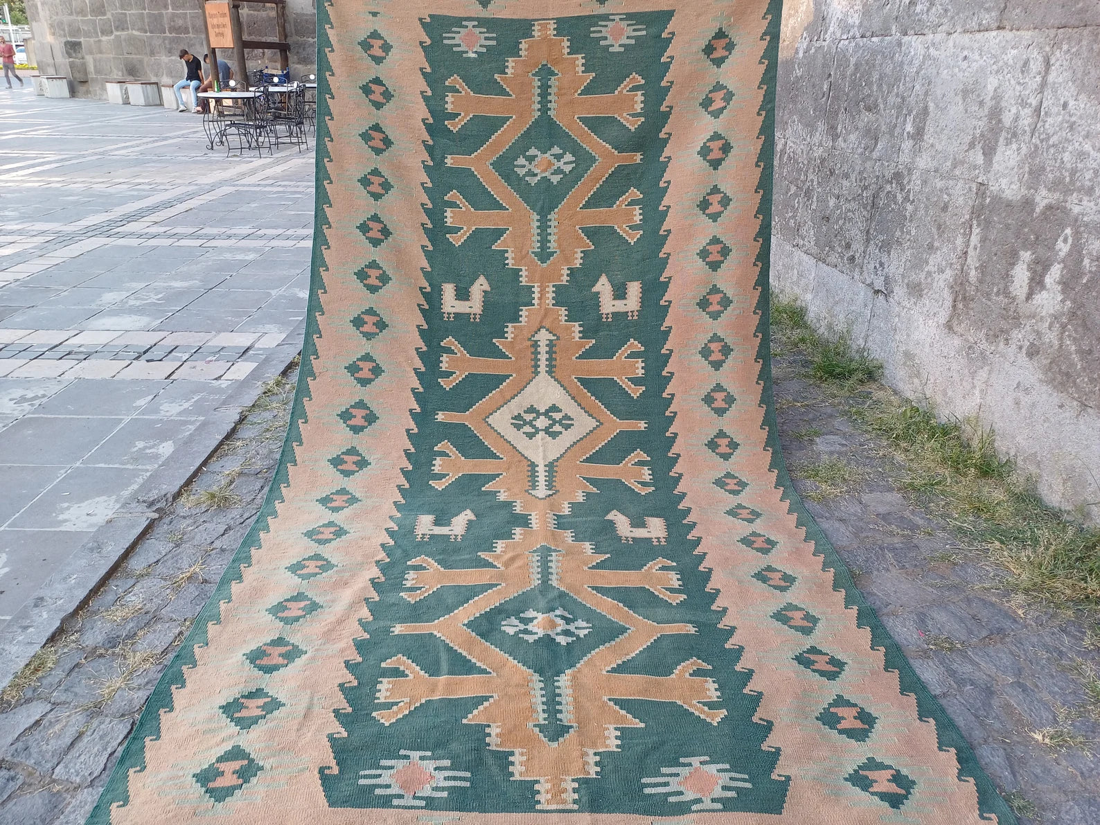 XL Vintage Turkish Accent Area Rug 4.7 x 9.6 ft