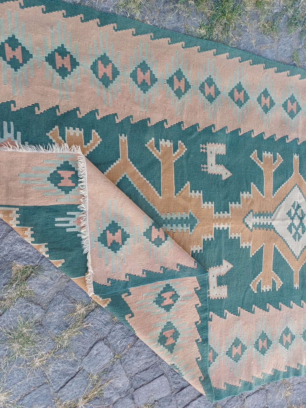 XL Vintage Turkish Accent Area Rug 4.7 x 9.6 ft