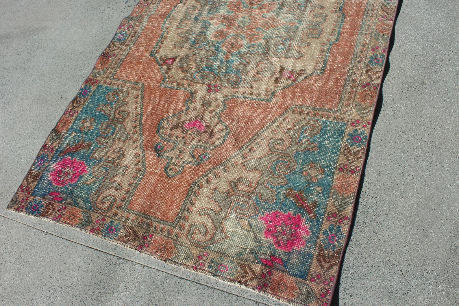 Vintage Turkish Runner Rug 4.1 x 7.3 ft