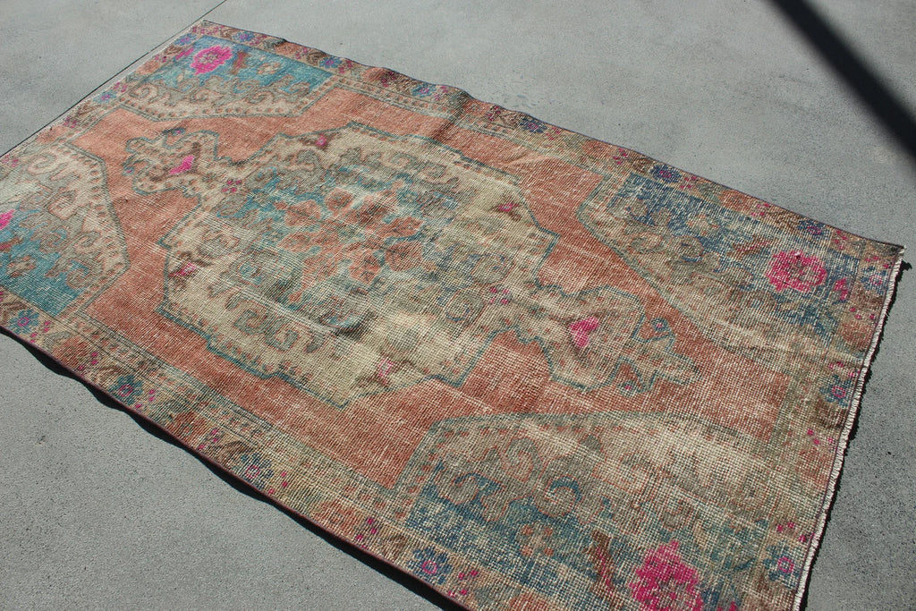 Vintage Turkish Runner Rug 4.1 x 7.3 ft