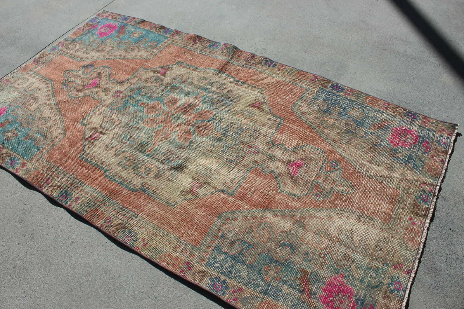 Vintage Turkish Runner Rug 4.1 x 7.3 ft