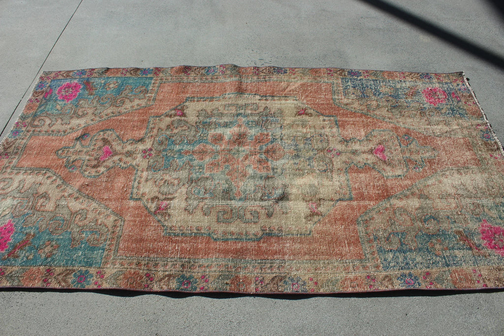 Vintage Turkish Runner Rug 4.1 x 7.3 ft