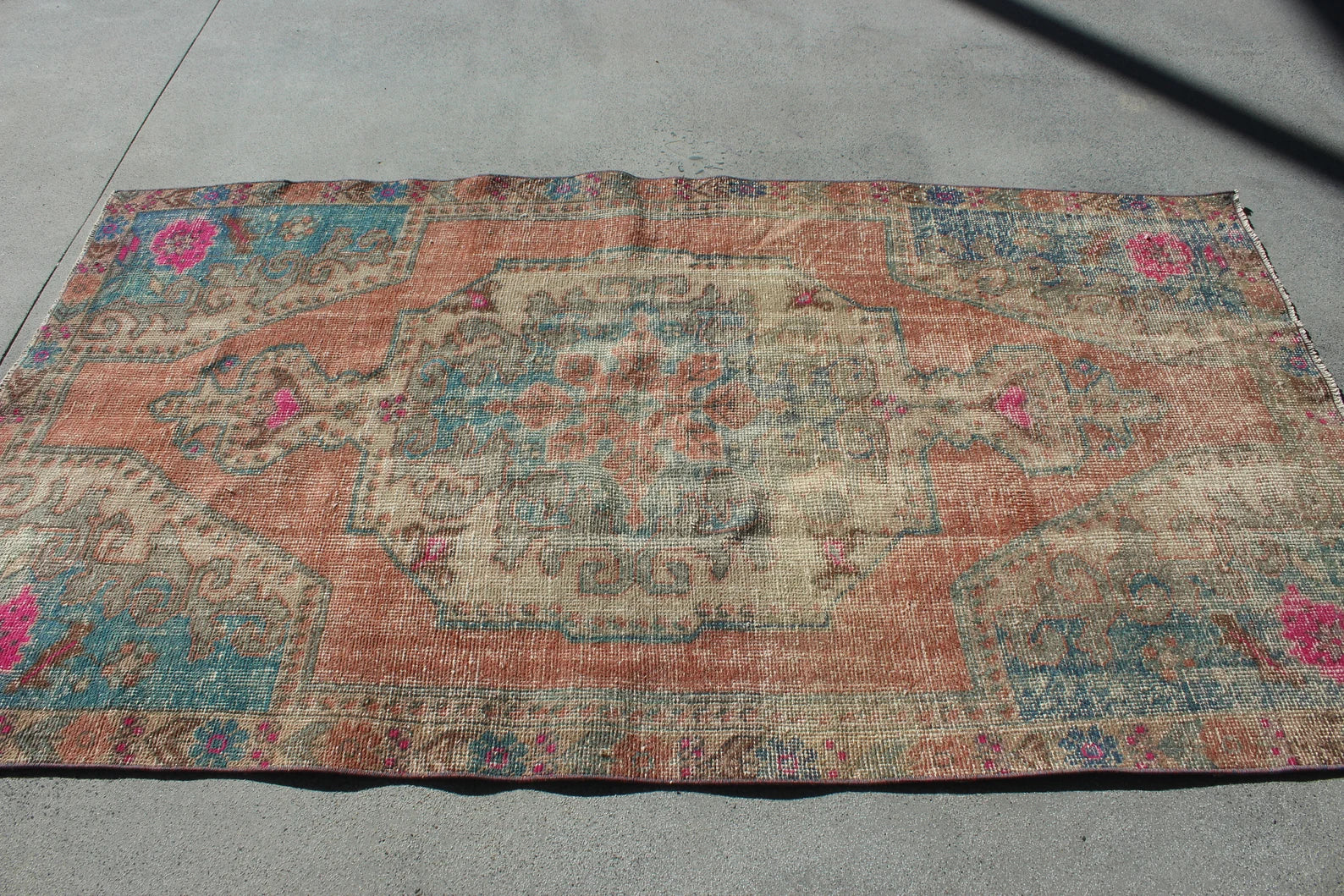 Vintage Turkish Runner Rug 4.1 x 7.3 ft
