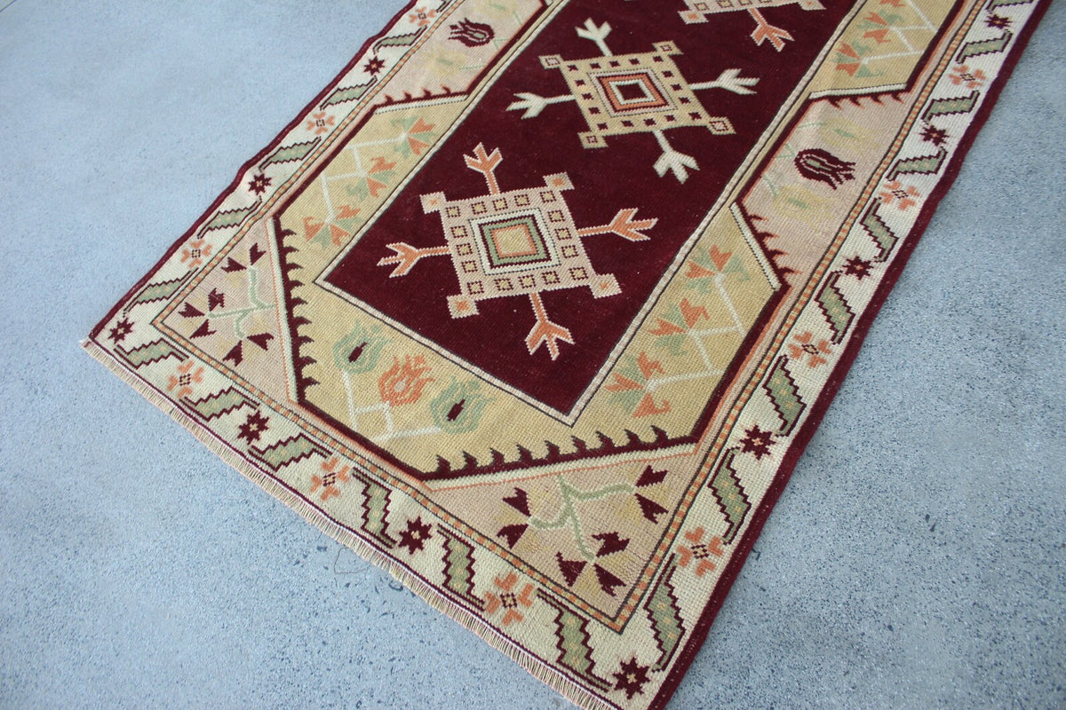 Vintage Turkish Accent Area rug 3.7 x 5.8 ft