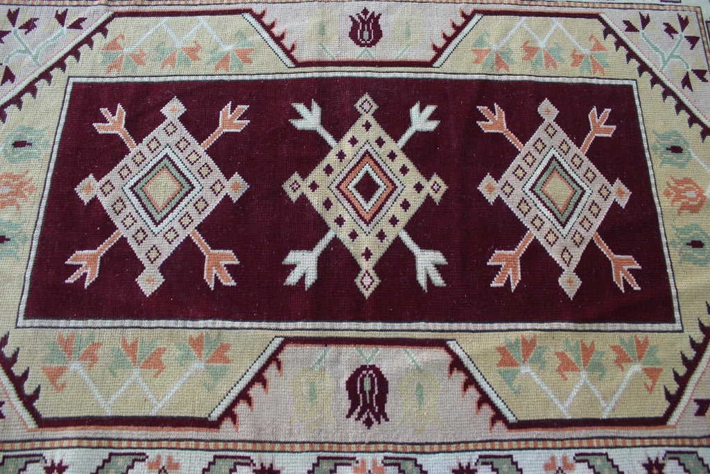 Vintage Turkish Accent Area rug 3.7 x 5.8 ft