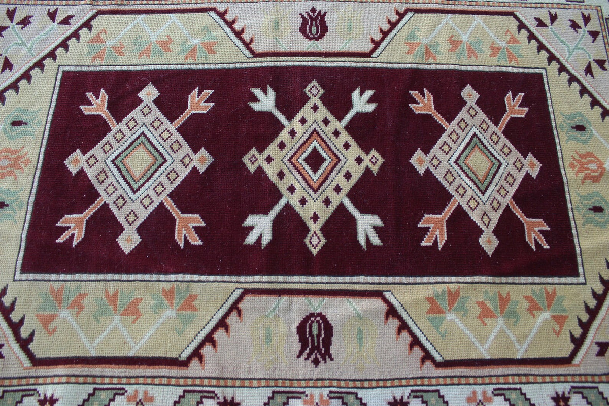 Vintage Turkish Accent Area rug 3.7 x 5.8 ft